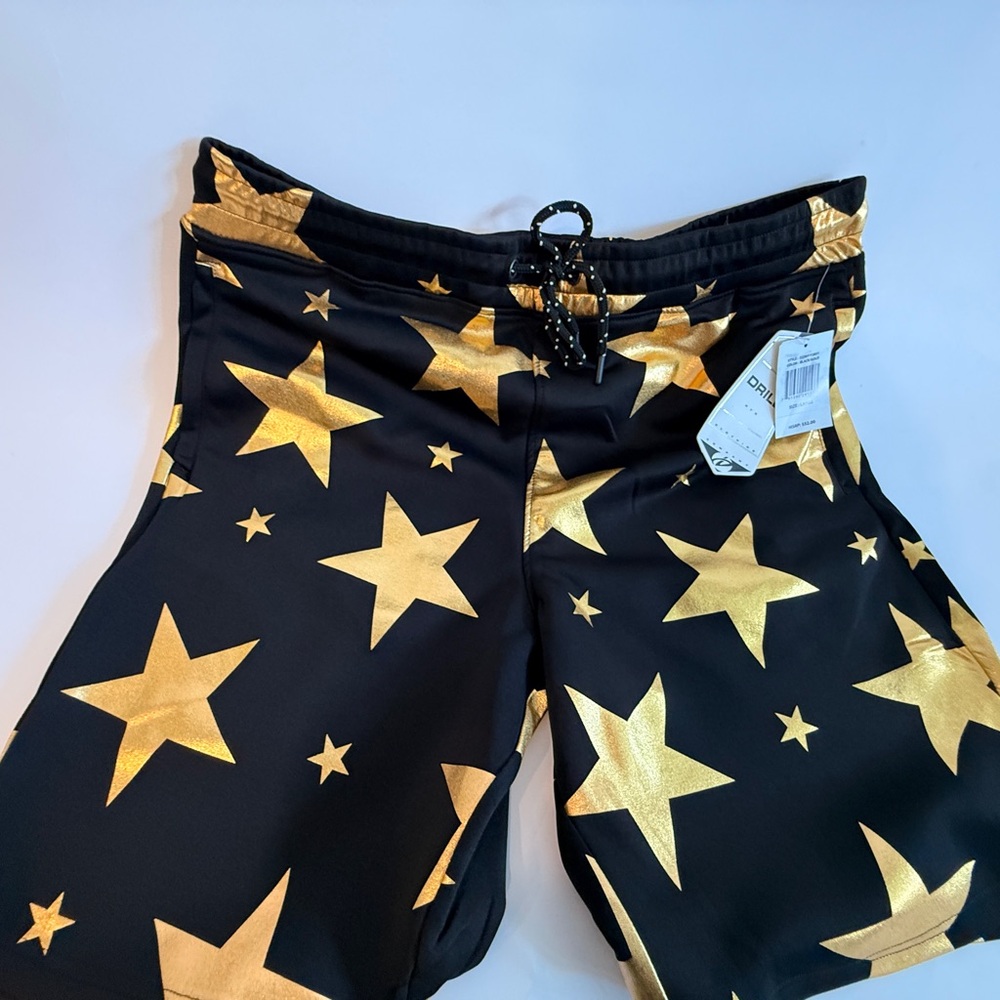 Black Shorts with Gold Star Pattern
